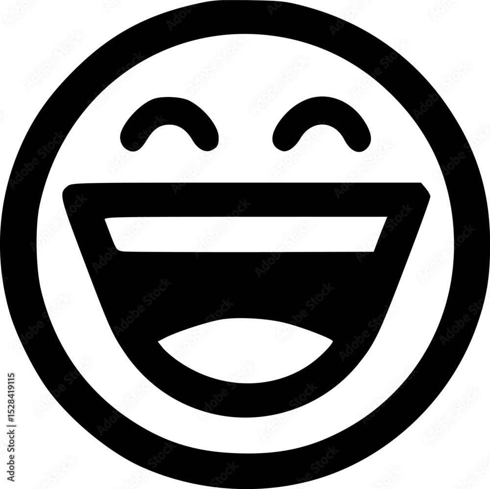 Obraz premium A joyful, wide-grinning emoticon expressing extreme happiness.