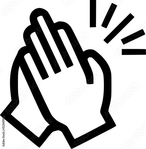 A stylized icon of two hands clapping together, with lines indicating sound or applause.