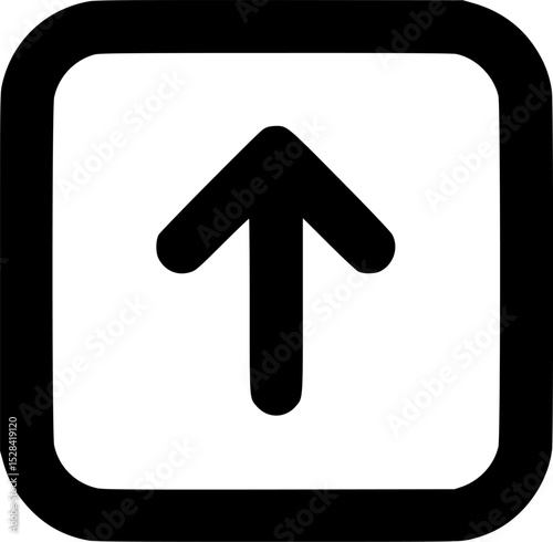 Bold black upward arrow inside a thick-bordered square.