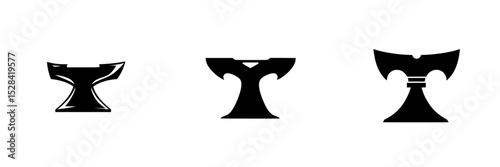 Different styles of anvils displayed as a black icon set for artisans and metalworkers in a clean design