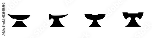 Collection of various anvil icons in a minimalist style suitable for design projects and craftsmanship related themes