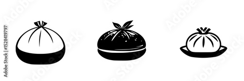 Icon set featuring different styles of buns in a minimalistic design