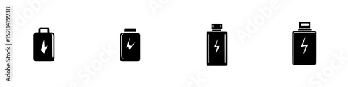 Icon set showcasing various battery designs representing energy storage solutions in a modern context