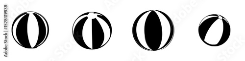 Icon set featuring striped balls in various orientations for creative design projects