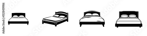 Collection of bed icons showcasing various styles and designs for home decoration and furniture visualization needs