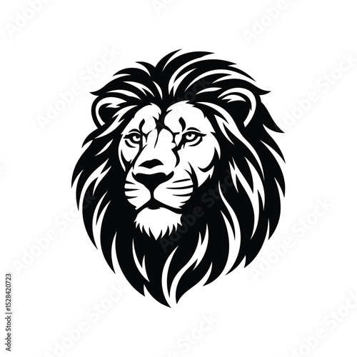 Majestic Lion Head Vector Illustration Powerful, Elegant Black and White Design for Logos, Prints, and More