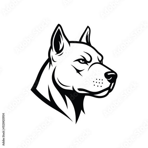 Powerful American Pit Bull Terrier Head Vector Illustration Strong Dog Breed Design