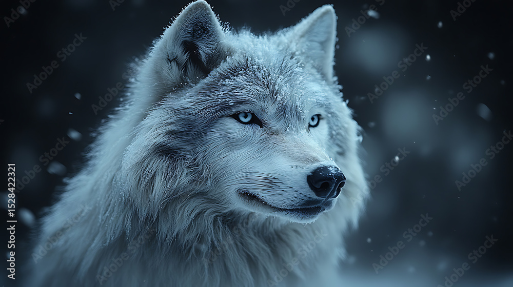 Obraz premium Majestic Arctic Wolf in Winter Wonderland A Striking Portrait