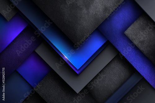 Tech inspired background with layered geometric shapes and glowing blue neon accents.