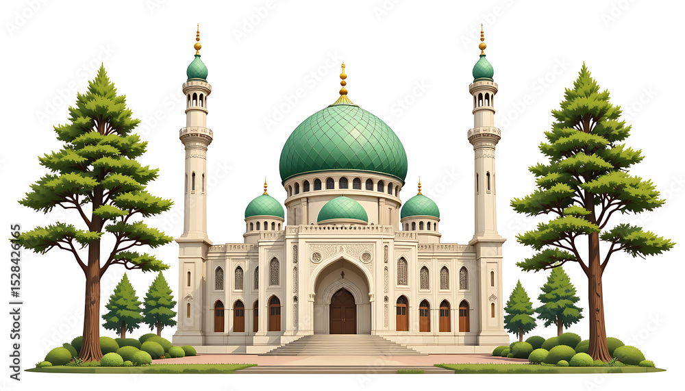 Obraz premium Islamic mosque building for Ramadan Kareem or Eid Mubarak celebrations.
