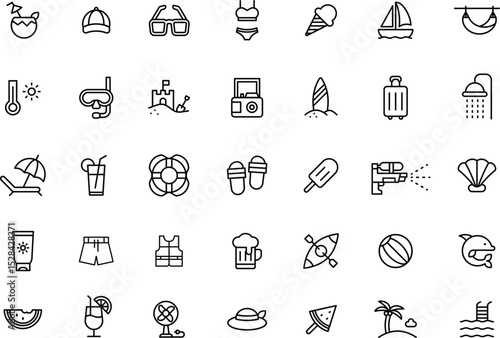 Icon collection of summer vacation