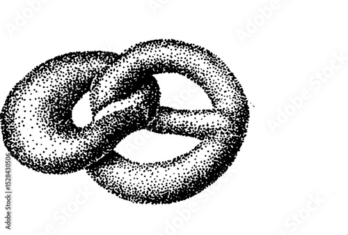 Intricate stippling ink halftone illustration of interlocking rings design