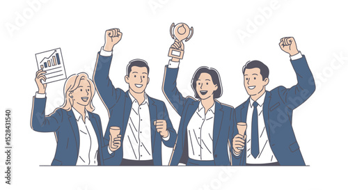 Celebrating Business Success: Team Achievement Illustration