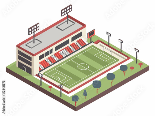 Isometric Football Stadium – Vector Illustration