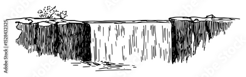 large vertical cliff with water below vector laser cutting engraving doodle shape