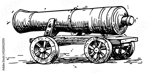 old artillery cannon on wooden wheels