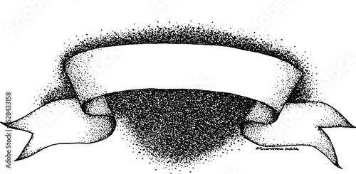 Stippling ink banner illustration with detailed hyperrealistic style