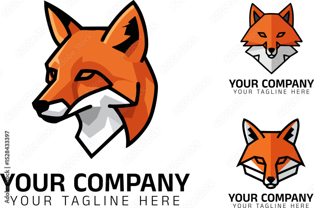 Fototapeta premium Geometric Fox Head Logo Set