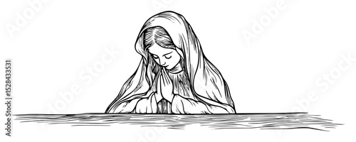 woman praying with hands together in devotion
