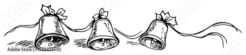 three ringing bells with festive ribbon design