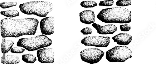 Hyper detailed stippling ink set illustration of cobblestones