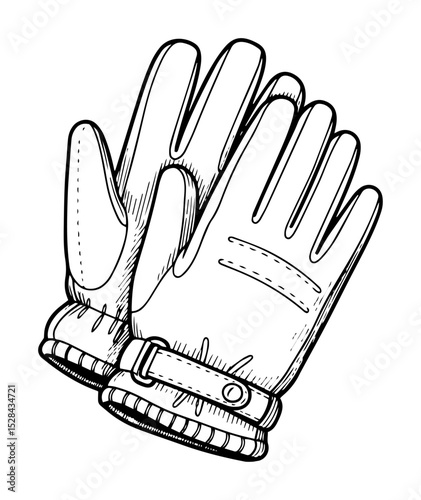 winter gloves hand drawn sketch for cold weather
