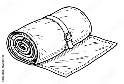rolled camping mat or sleeping pad illustration