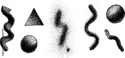 Intricate stippling ink art featuring geometric and organic shapes