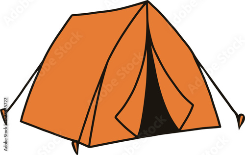 Classic Orange Camping Tent Vector Illustration