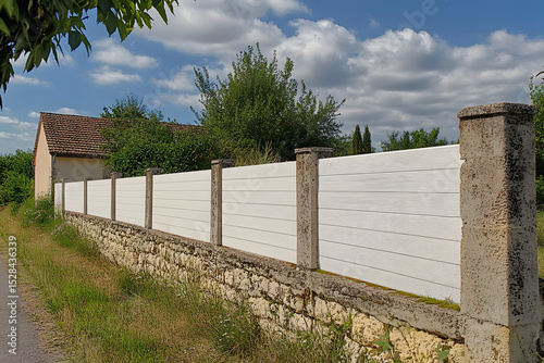 Clôture sur muret en PVC blanc
