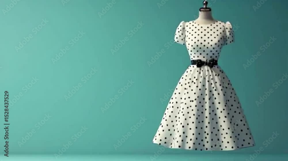 A white polka dot dress on a mannequin
