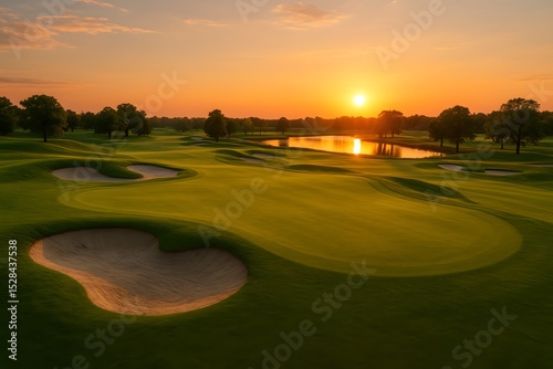 Sunset Golf Course Elegance for Sports Lifestyle Content