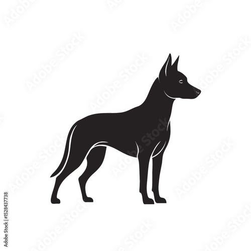 Elegant Black Dog Silhouette Breed Logo Design Vector Art