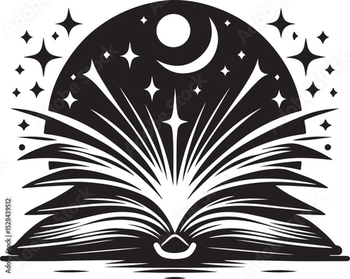 A black simple book design vector silhouette illustration