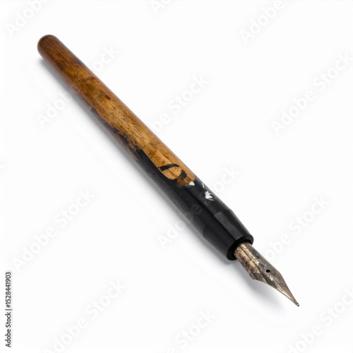 Wallpaper Mural Wooden And Black Fountain Pen On White Background Torontodigital.ca