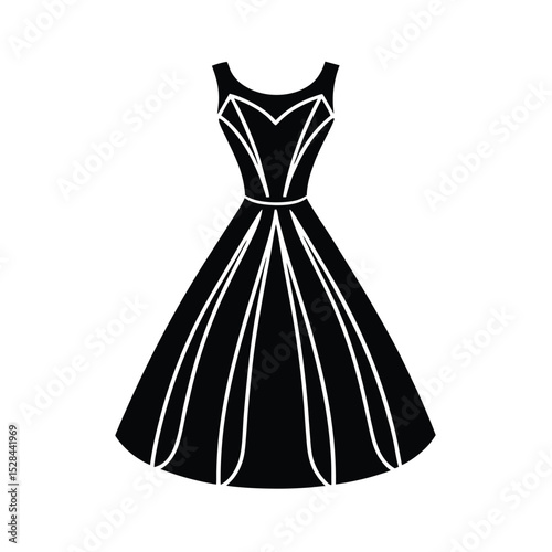 Elegant A Line Dress Vector Illustration Silhouette