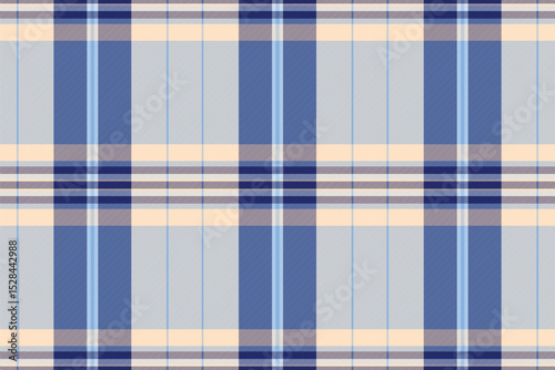Classic blue and cream plaid pattern.  Perfect for textile design, website backgrounds, or crafting projects. This versatile image evokes feelings of calmness and sophistication.