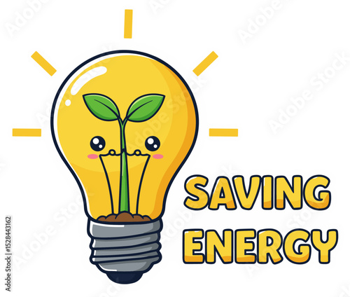 Cute Light Bulb Plant 'Saving Energy' Sticker