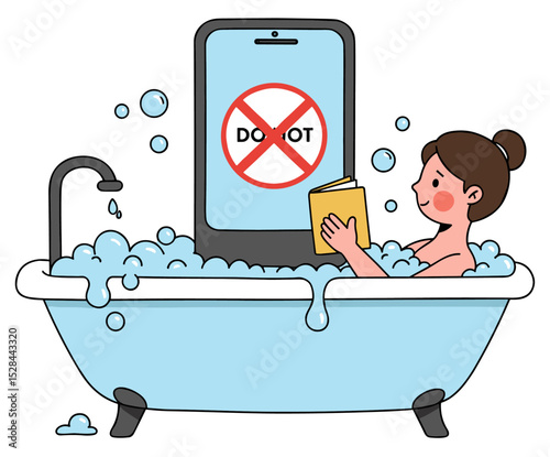 Woman Bathing Reading Book 'Do Not' Phone Sticker