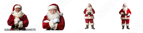 Santa claus celebrating christmas cheer cozy workshop portraits. Cut out png set