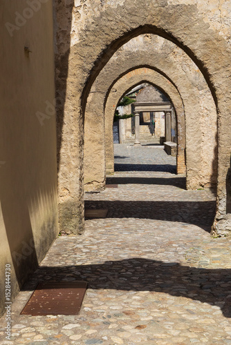 Italy, Calabria, Paola. The Sanctuary (or Shrine) of St Francis of Paola. Arches in the old section.