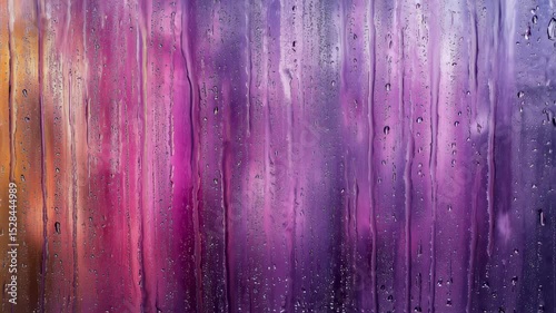Colorful abstract water droplets on window glass with blurred background  