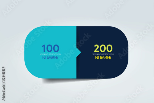 2 Circle connected 3D infographic. Two labels. Vector template.