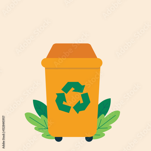 Sustainable Living Recycle Bin Illustration, Eco-Friendly Waste Disposal and Recycling Concept