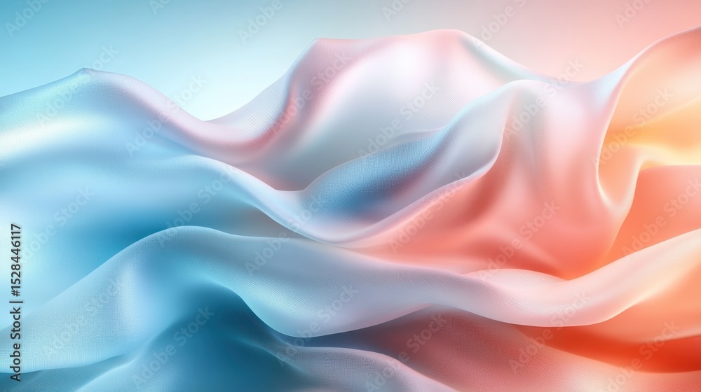 Obraz premium An artistic depiction of flowing fabric in soft pink and blue hues, creating a visually captivating abstract image that evokes feelings of tranquility and fluidity.
