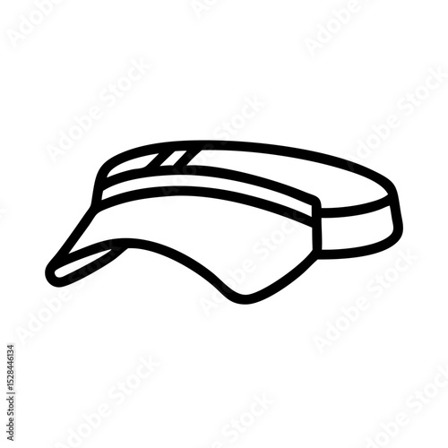 Simple black outline of a sporty visor cap on a white background, icon, vector  
