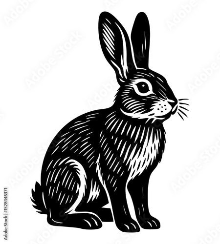 Black SVG silhouette of a running hare in side view, clean minimal design with stylized outline, isolated on transparent background, perfect for wildlife or nature themes.

