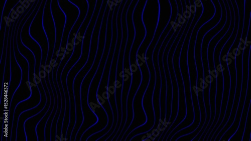 Abstract moving lines animation. Neon blue tiny lines waving on black background