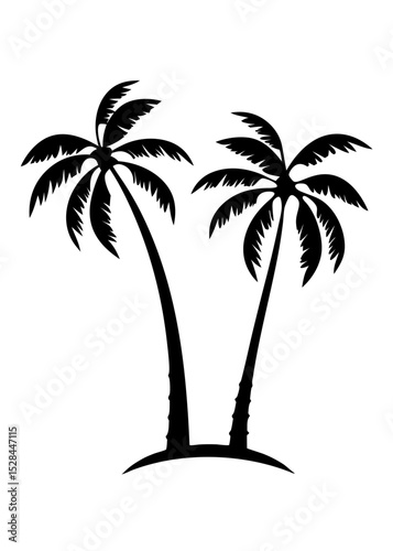 Palm tree silhouette PNG tropical set on transparent background
