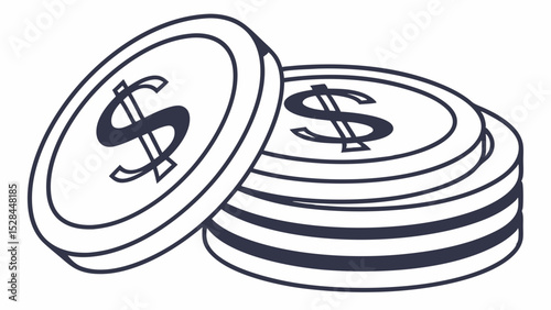Stack of Dollar Coins in Outline Style (1)